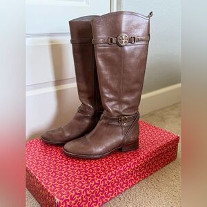 Tory Burch Brown Leather Riding Boots